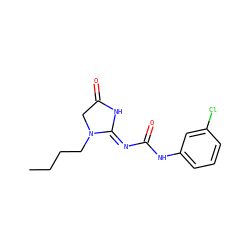 CCCCN1CC(=O)N/C1=N\C(=O)Nc1cccc(Cl)c1 ZINC000049937567