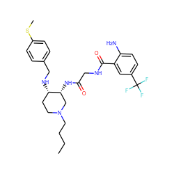 CCCCN1CC[C@H](NCc2ccc(SC)cc2)[C@H](NC(=O)CNC(=O)c2cc(C(F)(F)F)ccc2N)C1 ZINC000042920536