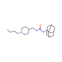 CCCCN1CCC(CNC(=O)NC23CC4CC(CC(C4)C2)C3)CC1 ZINC000036330666