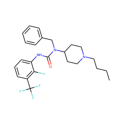 CCCCN1CCC(N(Cc2ccccc2)C(=O)Nc2cccc(C(F)(F)F)c2F)CC1 ZINC001772574868