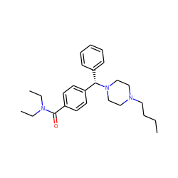 CCCCN1CCN([C@@H](c2ccccc2)c2ccc(C(=O)N(CC)CC)cc2)CC1 ZINC000022939785