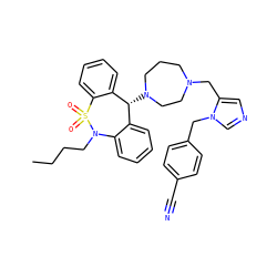 CCCCN1c2ccccc2[C@@H](N2CCCN(Cc3cncn3Cc3ccc(C#N)cc3)CC2)c2ccccc2S1(=O)=O ZINC000028951581