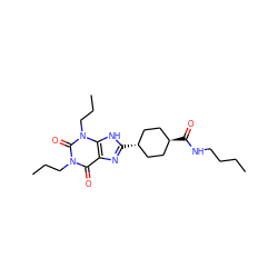 CCCCNC(=O)[C@H]1CC[C@H](c2nc3c(=O)n(CCC)c(=O)n(CCC)c3[nH]2)CC1 ZINC000253686415