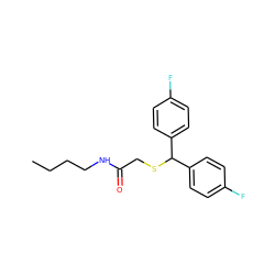 CCCCNC(=O)CSC(c1ccc(F)cc1)c1ccc(F)cc1 ZINC000058035964