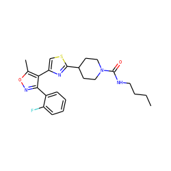 CCCCNC(=O)N1CCC(c2nc(-c3c(-c4ccccc4F)noc3C)cs2)CC1 ZINC000103274912