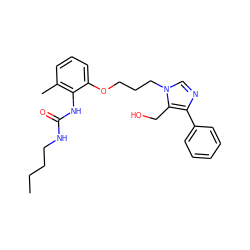 CCCCNC(=O)Nc1c(C)cccc1OCCCn1cnc(-c2ccccc2)c1CO ZINC000013827821