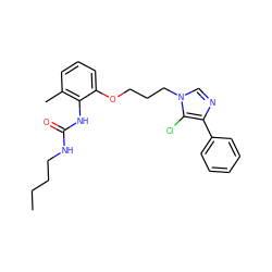 CCCCNC(=O)Nc1c(C)cccc1OCCCn1cnc(-c2ccccc2)c1Cl ZINC000013827824