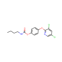 CCCCNC(=O)Oc1ccc(Oc2ncc(Cl)cc2Cl)cc1 ZINC000028826573