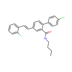 CCCCNC(=O)c1cc(/C=C/c2ccccc2F)ccc1-c1ccc(Cl)cc1 ZINC000026962550