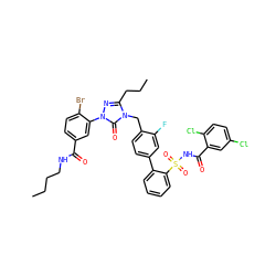 CCCCNC(=O)c1ccc(Br)c(-n2nc(CCC)n(Cc3ccc(-c4ccccc4S(=O)(=O)NC(=O)c4cc(Cl)ccc4Cl)cc3F)c2=O)c1 ZINC000095547559