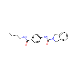 CCCCNC(=O)c1ccc(NC(=O)N2Cc3ccccc3C2)cc1 ZINC000167150755