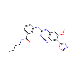 CCCCNC(=O)c1cccc(N/C(=N/c2ccc(-c3cnco3)c(OC)c2)NC#N)c1 ZINC000013818908