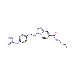 CCCCNC(=O)c1ccn2c(NCc3ccc(NC(=N)N)cc3)cnc2c1 ZINC000653801231