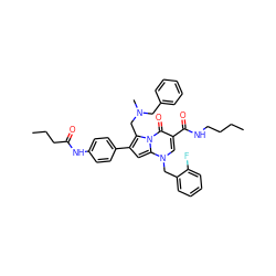 CCCCNC(=O)c1cn(Cc2ccccc2F)c2cc(-c3ccc(NC(=O)CCC)cc3)c(CN(C)Cc3ccccc3)n2c1=O ZINC000027317677