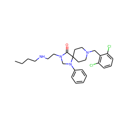 CCCCNCCN1CN(c2ccccc2)C2(CCN(Cc3c(Cl)cccc3Cl)CC2)C1=O ZINC000040404312