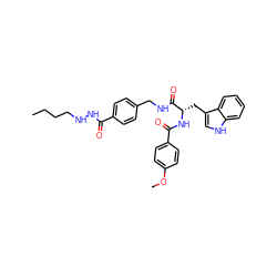 CCCCNNC(=O)c1ccc(CNC(=O)[C@H](Cc2c[nH]c3ccccc23)NC(=O)c2ccc(OC)cc2)cc1 ZINC001772580494