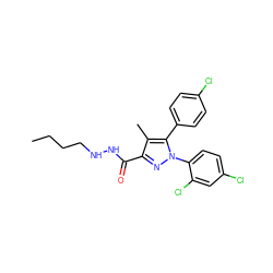 CCCCNNC(=O)c1nn(-c2ccc(Cl)cc2Cl)c(-c2ccc(Cl)cc2)c1C ZINC000013474270