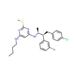 CCCCNc1cc(N[C@@H](C)[C@@H](Cc2ccc(Cl)cc2)c2cccc(Br)c2)nc(SC)n1 ZINC000043067743