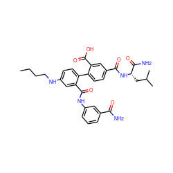 CCCCNc1ccc(-c2ccc(C(=O)N[C@@H](CC(C)C)C(N)=O)cc2C(=O)O)c(C(=O)Nc2cccc(C(N)=O)c2)c1 ZINC000028641062