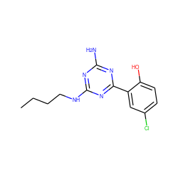 CCCCNc1nc(N)nc(-c2cc(Cl)ccc2O)n1 ZINC000013125569