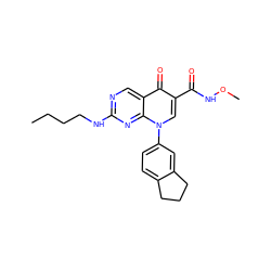 CCCCNc1ncc2c(=O)c(C(=O)NOC)cn(-c3ccc4c(c3)CCC4)c2n1 ZINC000040423536