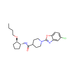 CCCCO[C@@H]1CCC[C@H]1NC(=O)C1CCN(c2nc3cc(Cl)ccc3o2)CC1 ZINC000095597712