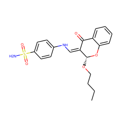 CCCCO[C@H]1Oc2ccccc2C(=O)/C1=C\Nc1ccc(S(N)(=O)=O)cc1 ZINC000653852801