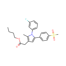 CCCCOC(=O)Cc1cc(-c2ccc(S(C)(=O)=O)cc2)n(-c2cccc(F)c2)c1C ZINC000045372526