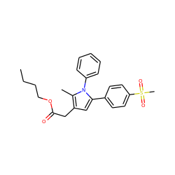 CCCCOC(=O)Cc1cc(-c2ccc(S(C)(=O)=O)cc2)n(-c2ccccc2)c1C ZINC000045371266