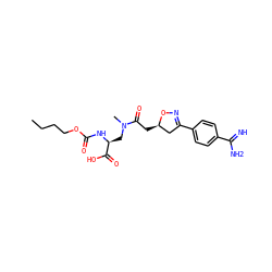 CCCCOC(=O)N[C@@H](CN(C)C(=O)C[C@@H]1CC(c2ccc(C(=N)N)cc2)=NO1)C(=O)O ZINC000013763400