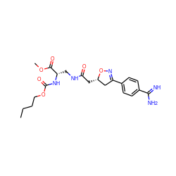 CCCCOC(=O)N[C@@H](CNC(=O)C[C@H]1CC(c2ccc(C(=N)N)cc2)=NO1)C(=O)OC ZINC000003948981