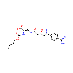 CCCCOC(=O)N[C@H](CNC(=O)C[C@@H]1CC(c2ccc(C(=N)N)cc2)=NO1)C(=O)O ZINC000013763392