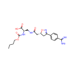 CCCCOC(=O)N[C@H](CNC(=O)C[C@H]1CC(c2ccc(C(=N)N)cc2)=NO1)C(=O)O ZINC000013763394