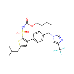 CCCCOC(=O)NS(=O)(=O)c1sc(CC(C)C)cc1-c1ccc(Cn2cnc(C(F)(F)F)c2)cc1 ZINC000049803590