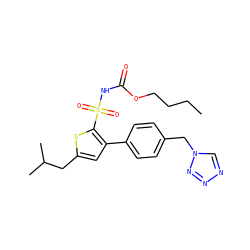 CCCCOC(=O)NS(=O)(=O)c1sc(CC(C)C)cc1-c1ccc(Cn2cnnn2)cc1 ZINC000001553882