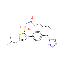 CCCCOC(=O)NS(=O)(=O)c1sc(CC(C)C)cc1-c1ccc(Cn2ncnn2)cc1 ZINC000001553881