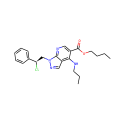 CCCCOC(=O)c1cnc2c(cnn2C[C@@H](Cl)c2ccccc2)c1NCCC ZINC000013675541