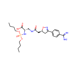 CCCCOP(=O)(N[C@@H](CNC(=O)C[C@@H]1CC(c2ccc(C(=N)N)cc2)=NO1)C(=O)O)OCCCC ZINC000028256538