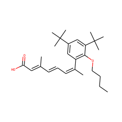 CCCCOc1c(/C(C)=C\C=C\C(C)=C\C(=O)O)cc(C(C)(C)C)cc1C(C)(C)C ZINC000001549276