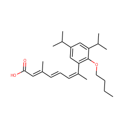 CCCCOc1c(/C(C)=C\C=C\C(C)=C\C(=O)O)cc(C(C)C)cc1C(C)C ZINC000013522239