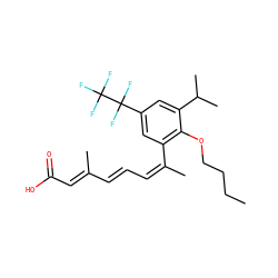 CCCCOc1c(/C(C)=C\C=C\C(C)=C\C(=O)O)cc(C(F)(F)C(F)(F)F)cc1C(C)C ZINC000013587544