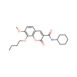 CCCCOc1c(OC)ccc2cc(C(=O)NC3CCCCC3)c(=O)oc12 ZINC000299869012