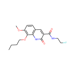 CCCCOc1c(OC)ccc2cc(C(=O)NCCF)c(=O)[nH]c12 ZINC000072178788