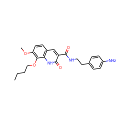 CCCCOc1c(OC)ccc2cc(C(=O)NCCc3ccc(N)cc3)c(=O)[nH]c12 ZINC000084375145