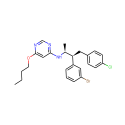 CCCCOc1cc(N[C@@H](C)[C@@H](Cc2ccc(Cl)cc2)c2cccc(Br)c2)ncn1 ZINC000043025493