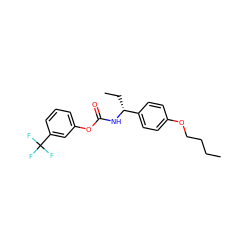 CCCCOc1ccc([C@@H](CC)NC(=O)Oc2cccc(C(F)(F)F)c2)cc1 ZINC000045374605