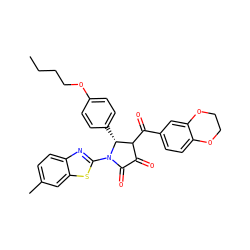 CCCCOc1ccc([C@@H]2C(C(=O)c3ccc4c(c3)OCCO4)C(=O)C(=O)N2c2nc3ccc(C)cc3s2)cc1 ZINC000098046620