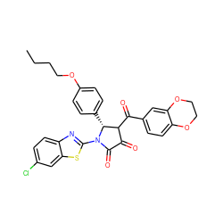 CCCCOc1ccc([C@@H]2C(C(=O)c3ccc4c(c3)OCCO4)C(=O)C(=O)N2c2nc3ccc(Cl)cc3s2)cc1 ZINC000098046614