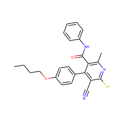 CCCCOc1ccc(-c2c(C#N)c(S)nc(C)c2C(=O)Nc2ccccc2)cc1 ZINC000013685366