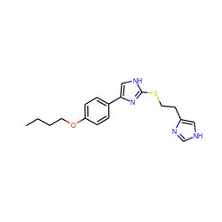 CCCCOc1ccc(-c2c[nH]c(SCCc3c[nH]cn3)n2)cc1 ZINC000013764178